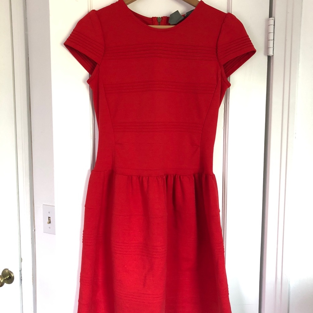Anthropologie Gurls of Savoy Red Cap Sleeve Dress